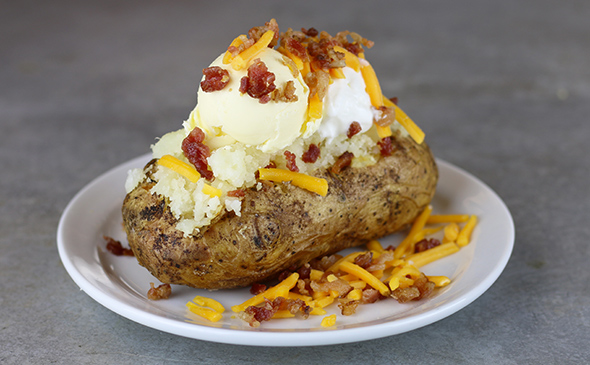 LOADED BAKED POTATO W/ BACON